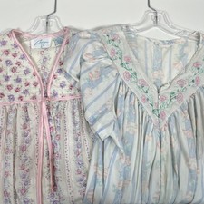 VINTAGE Set of 2 KOMAR CINEJOUR Robes Housecoats Floral Embroidered USA Large
