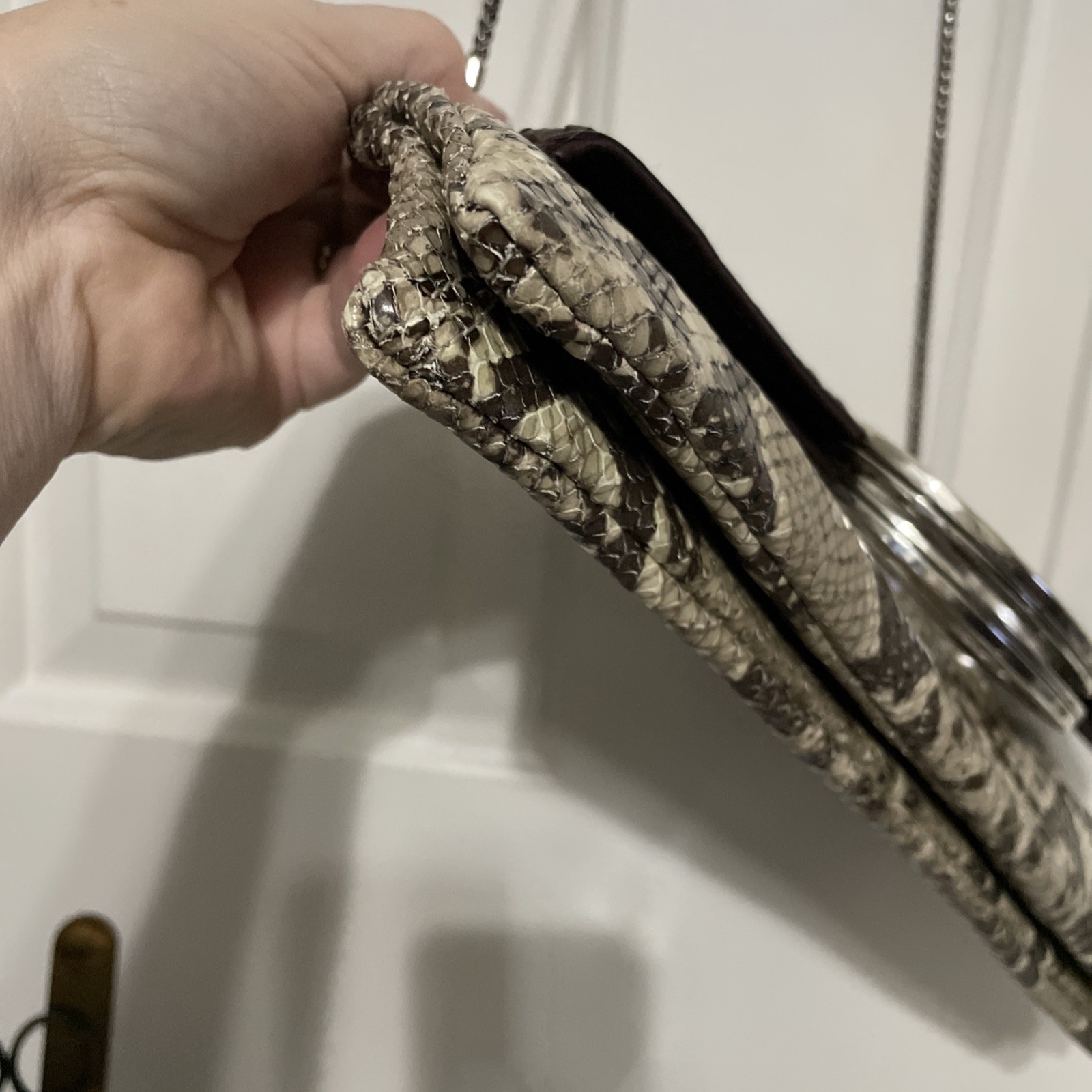 Brighton Python Snakeskin Convertible Handbag Clu… - image 3