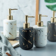 Hand Ceramic Soap Dispenser Marble Pattern Lotion Pump Bottle for Bathroom！