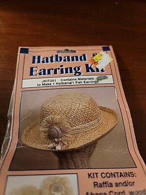 Hatband & Earring kit Raffia and or Abaca cord wood beads jewelry findings #201