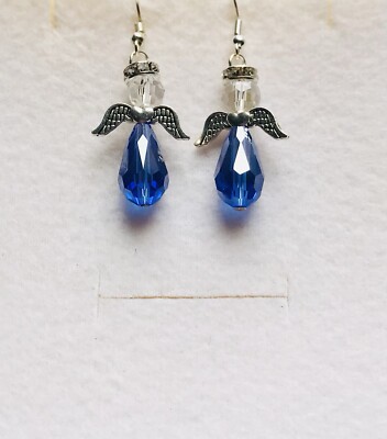 Stunning Pacific Blue Italian Crystal Angel Drop Earrings