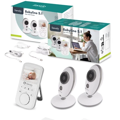 LIONELO Babyphone mit 2 Kameras Babyline 5.1 Nachtmodus Babymonitor mit 2,4" Farbdisplay