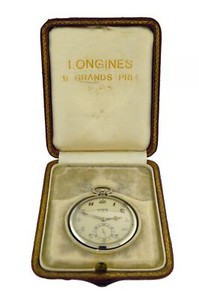 1932 Longines 18k White Gold Sapphire Presentation Pocket Watch President Peru