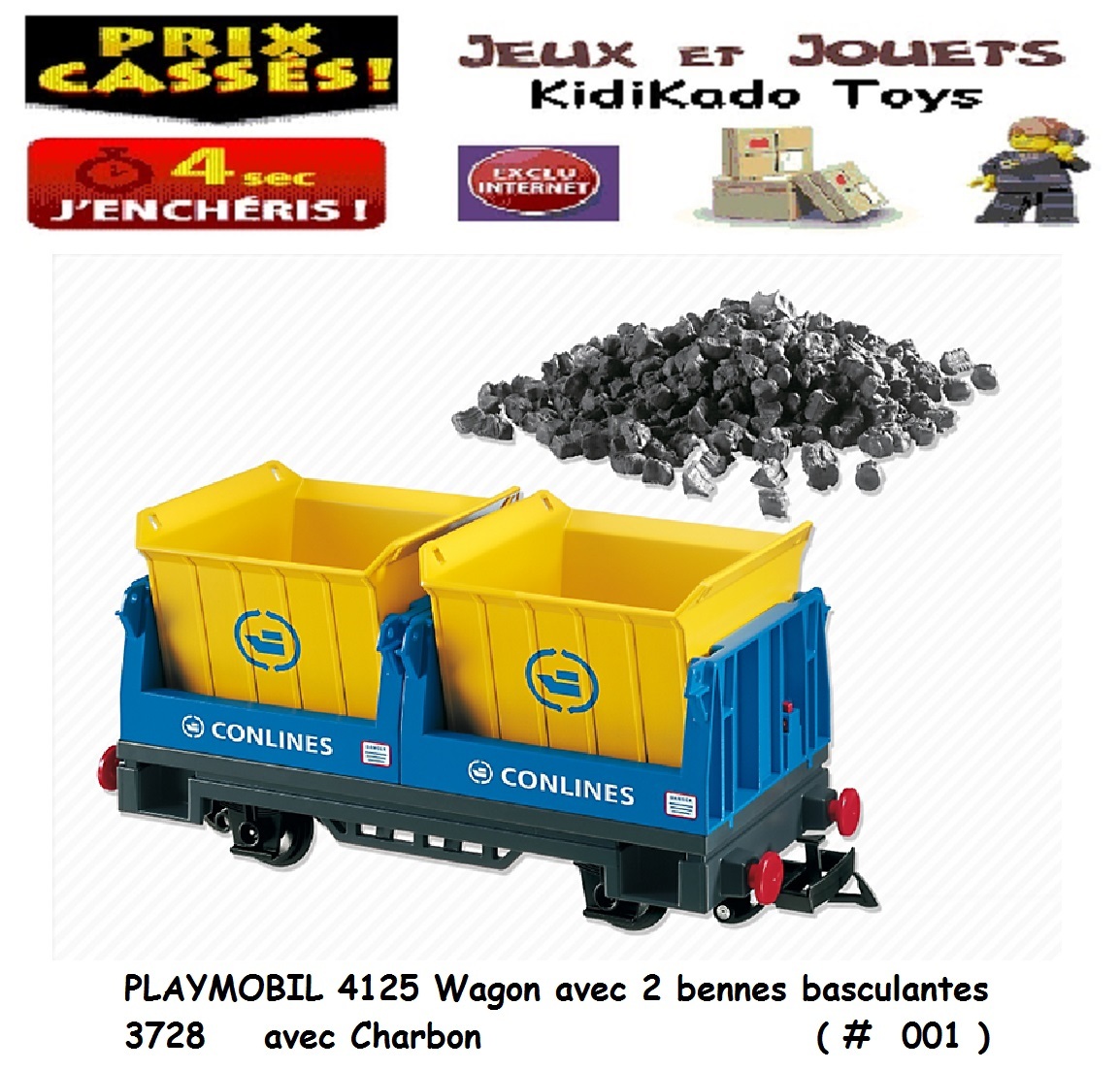 PLAYMOBIL® 4125 Wagon 2 Benne Custom Accessoire Charbon Auto Moto Train Gare 3 PLAYMOBIL® 4125 Wagon Wagon Wagon 2 Benne Custom Accessoire Charbon Auto Moto Train Gare 3 6ae33e