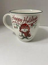 Pfaltzgraff Winterberry Snow Bear Happy Holidays Large Mug Cup