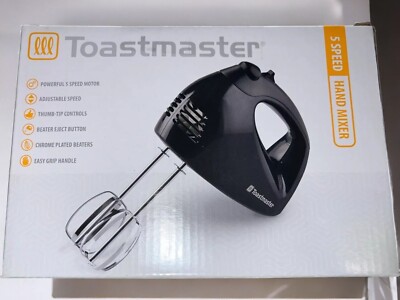 Toastmaster 5 Speed Hand Mixer Black Easy Grip Handle NEW TM-300HM