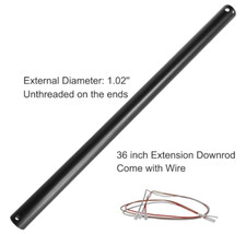 36-Inch Ceiling Fan Downrod, 1.02'' Dia, Dark Coffee Brown, w/ Extension Wire