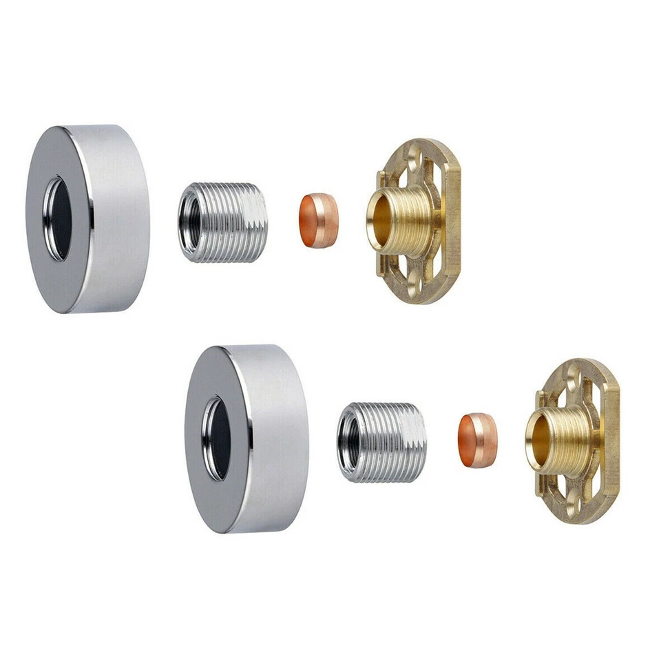 TRADE TAPS Shower Bar Valve Easy Fast Fix Fitting Kit: Round Chrome Shrouds Fixing Included