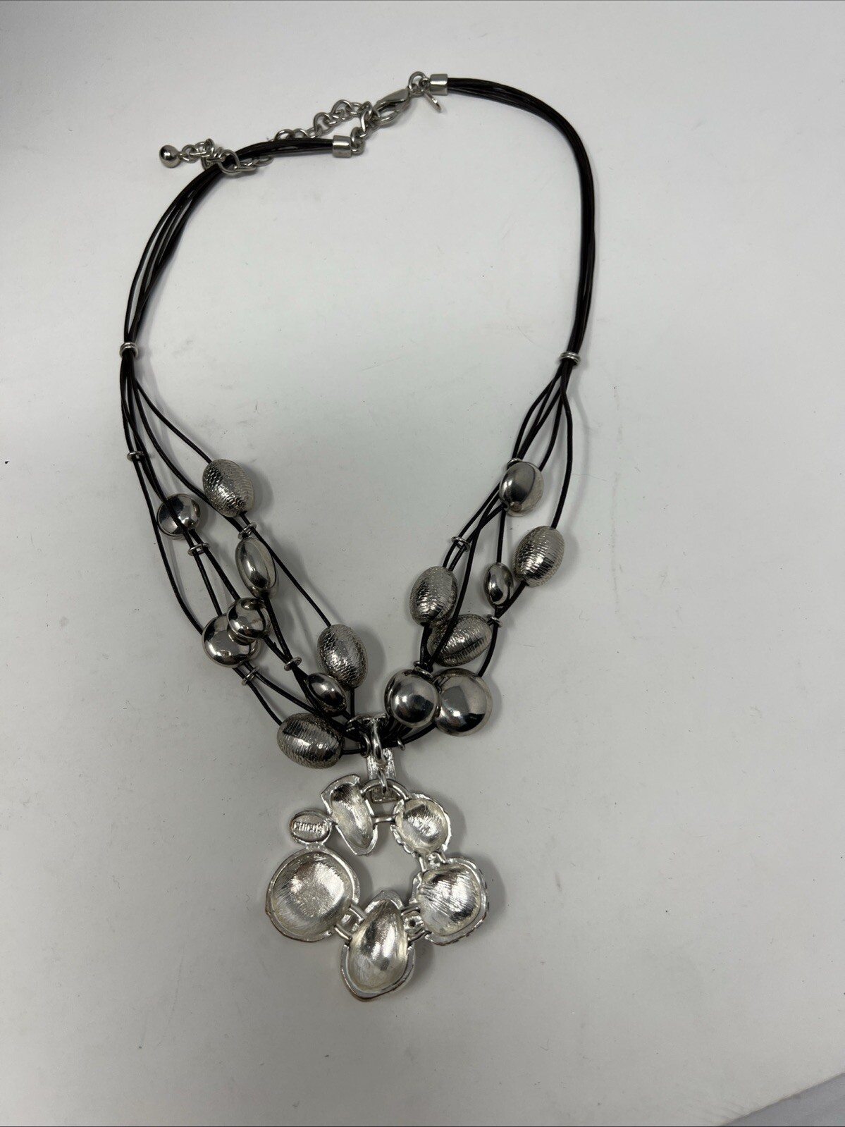 Chico's Necklace Multi-Stranded Silver Beaded Boh… - image 4