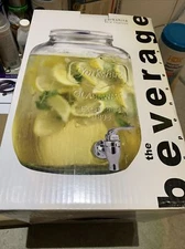 2 Gallon Glass Yorkshire Mason Jar/Jug Beverage Dispenser G-01995 Free Ship Tops