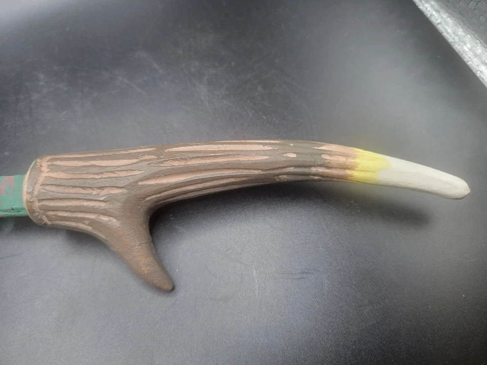 Vela de oso rústica vintage taponadora cabina imitación asta mango metal bosque Foto 3 de 4