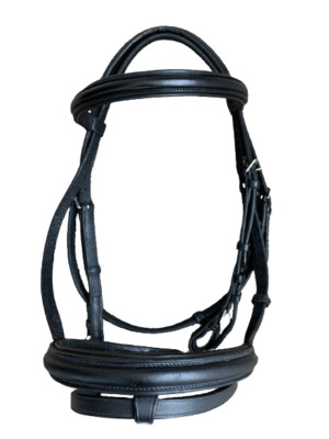 Bride De Dressage Snaffle Stubben Noire - Cuir - Taille Grand Cheval - Occasion Bon état