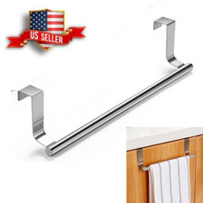 Large Towel Rack Holder Over Door Kitchen Bathroom Silver Shelfs Racks Rail USA