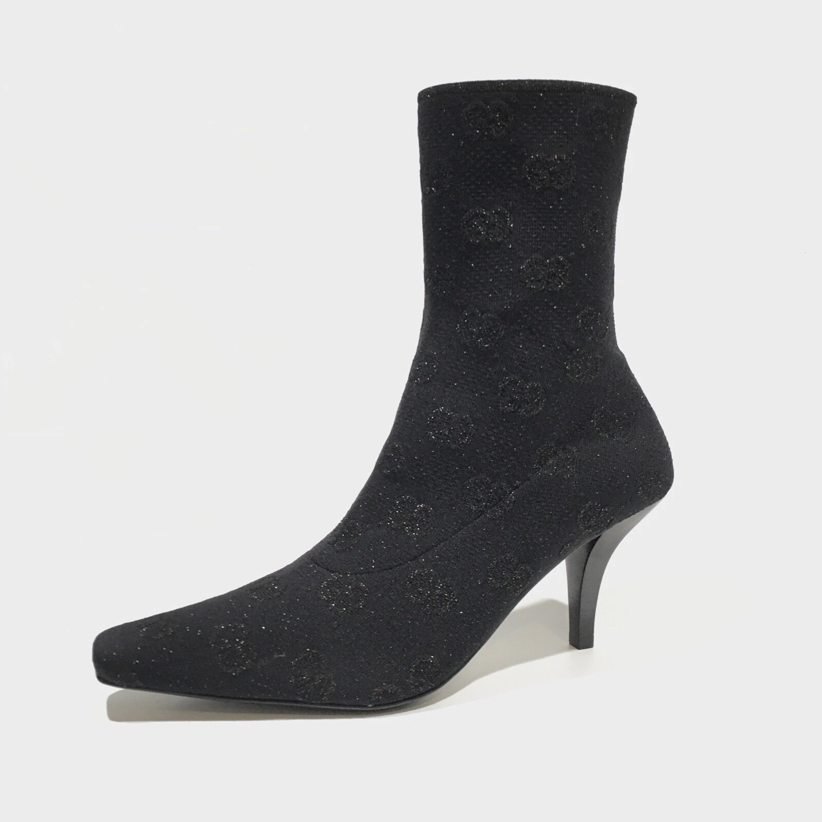 Bottines GUCCI GG SUPREME KNIT   TALON HAUT   NOIR   FEMME US 7,5   NEUVES