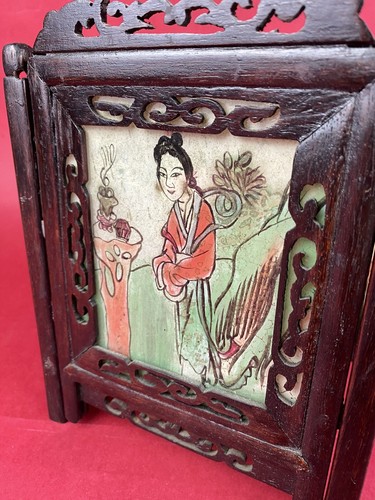 Antique Chinese Table Lantern Reverse Painted Glass - Picture 6 of 18