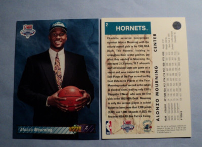 1992-93 Upper Deck Alonzo Mourning Draft Rookie RC #2 Hornets NMT-EX AUCT#9195