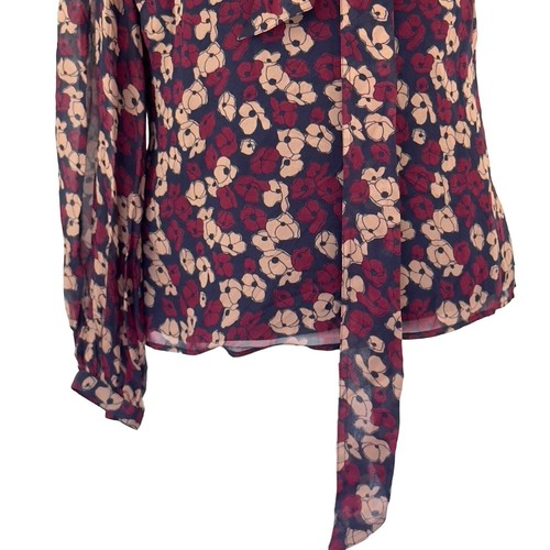 POLO RALPH LAUREN GEORGETTE TIE NECK ONE SHOULDER BLOUSE IN BURGUNDY NWT SIZE 6 - Picture 8 of 15