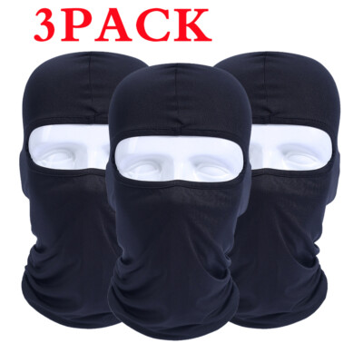 3PACK Black Tactical Balaclava Face Mask Cover Ski Sun Hood UV Protection Mask