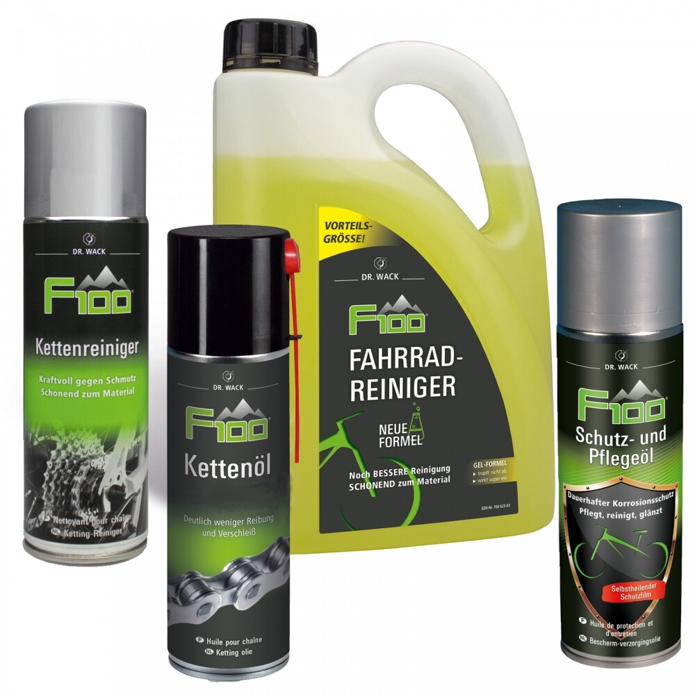 F100 Fahrradreiniger 2Л + Пфлегель 300 мл + Кеттенрейнигер 300 мл + Кеттенель 300 мл