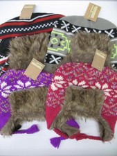 NEW Winter Knit Woven Trooper Hat Faux Fur Fleece Lining Snow Girls Boys Youth