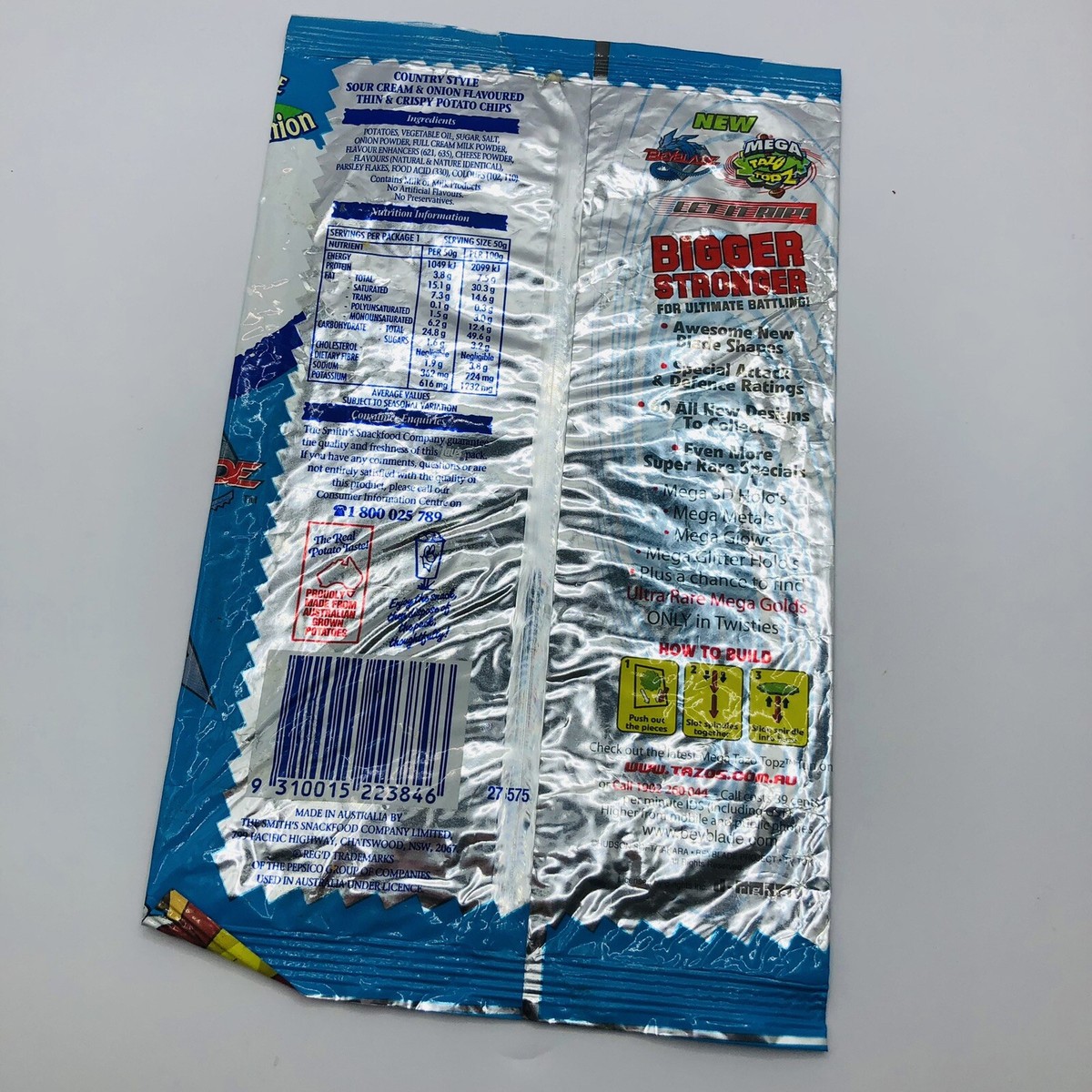 Beyblade Series 2 Lays Chip Packet 2003 Tazo Promo ￼Blue ￼Tazo
