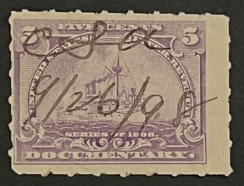 Travelstamps: 1898 US Stamps Scott #R167 “Battleships “ Used No Gum Pen Cancel - Picture 2 of 5
