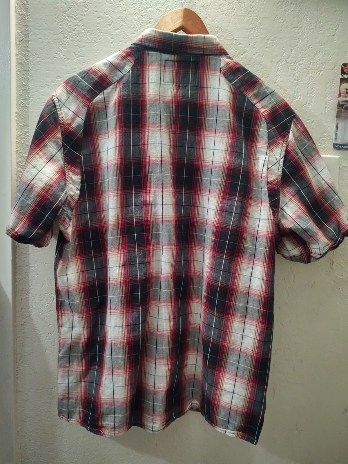 Men Elixir Button Down Red Black White Plaid Shor… - image 4
