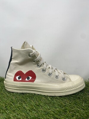 Converse x Comme De Garcons White High Top Heart Size 7 Woman/ Men 5