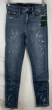 NWT Women  s Lauren Ralph Lauren Premier Skinny Ankle Splatter Wash Jeans Size 0