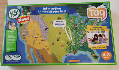 Leap Frog Tag Interactive United States Map 2 Sided Jumbo 35'' x 20'' Age 4-8. 