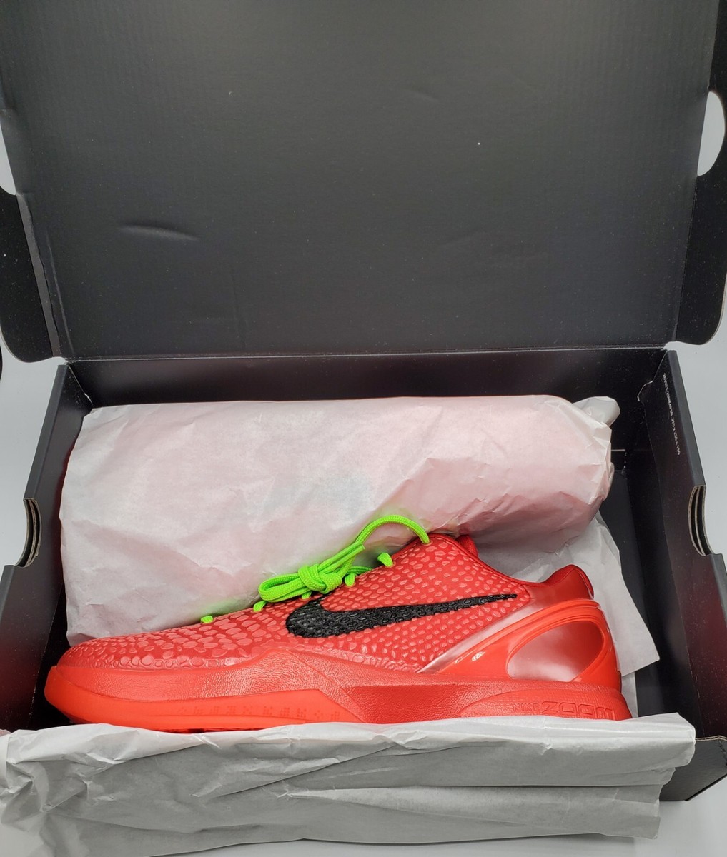 NIKE KOBE BRYANT 6 VI PROTRO REVERSE GRINCH RED/GREEN SIZE 14