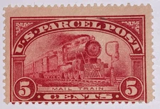 Travelstamps: 1912-13 US Stamp Scott # Q5 PARCEL POST MAIL TRAIN 5 CENTS MOGH