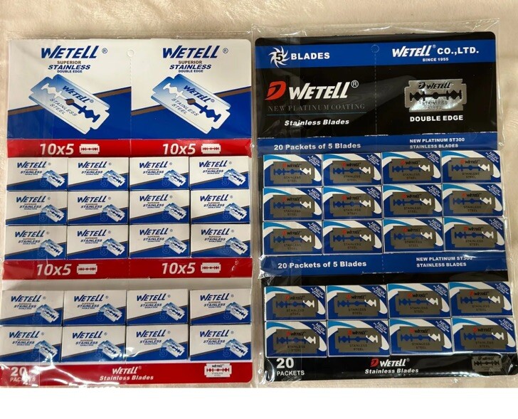 WETELL Razor Blades Super Stainless Double Edge, Safety Razor Shaver For Barbers