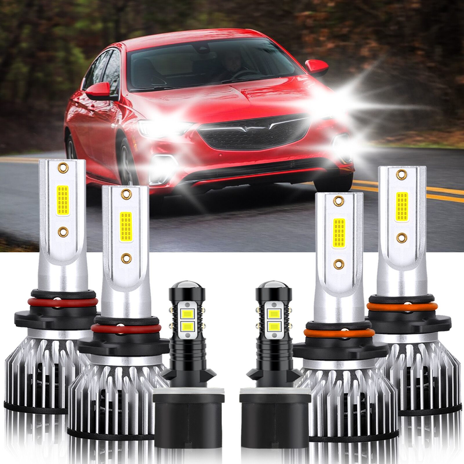 For Buick Regal 1997-2004 6x LED Headlight Kit+Fog Light Bulbs White Combo 6000K