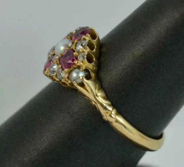 3Ct Round Cut Natural White Pearl & Ruby Engagement Ring 14k Yellow Gold Plated - Image 4 of 4