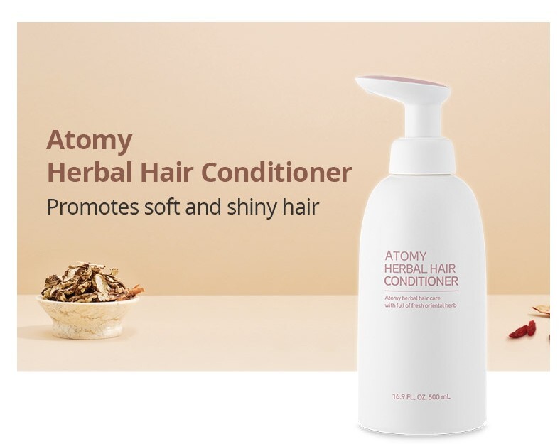 ATOMY Herbal Hair Shampoo 500ml + Conditioner 500ml Set Nourishing