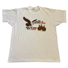 Vintage Eagles & Turkey Humor Joke T-Shirt Screen Stars 80s Tagged L Fits M