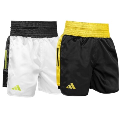 Adidas Satin Boxershorts Premium Trainingsshorts weiß schwarz gold Kampfshorts