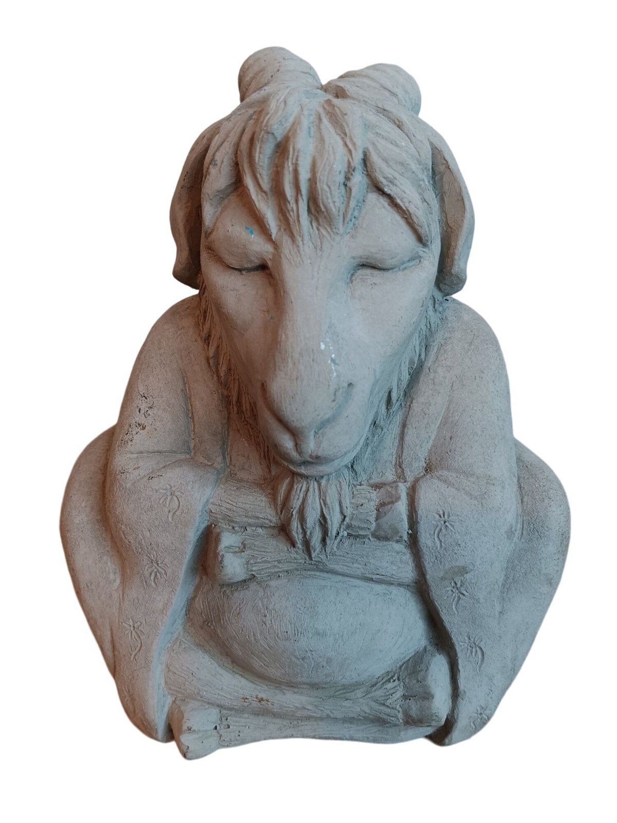 Zen Yoga Meditating Gray Stone Goat Sculpture for Garden Decor