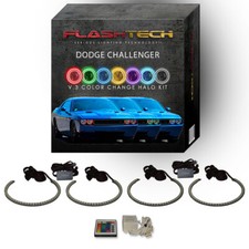 RGB Waterproof LED Halo kit with IR Remote for 08-14 Dodge Challenger Headlights