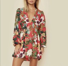 Show Me Your MuMu | Dakota Mini Dress Floral Long Sleeve V Neck Size XS 