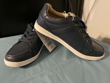CAT JACK Boy's Faux Leather - Casual - Low-Top SNEAKERS - Size 2 - Navy - NWOB