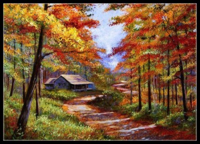 Chart Needlework Crafts DIY - Counted Cross Stitch Patterns - Cabin in the Woods