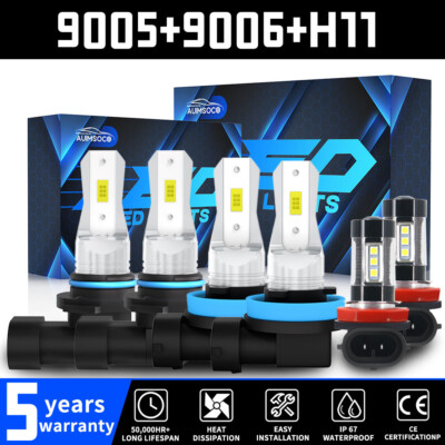 For RAM 1500 2500 3500 Big Horn Crew Cab Pickup 2019-2021 LED Headlight+Fog Bulb