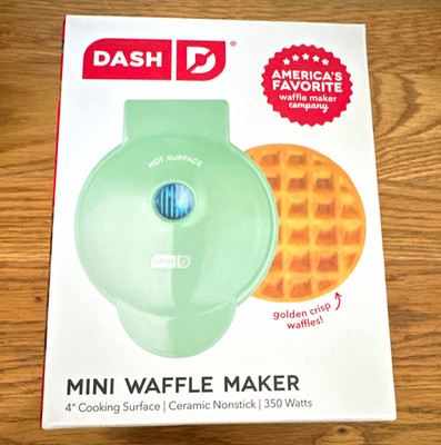 DASH Mini Waffle Maker 4in Round Ceramic Nonstick 350W Green. Four available.