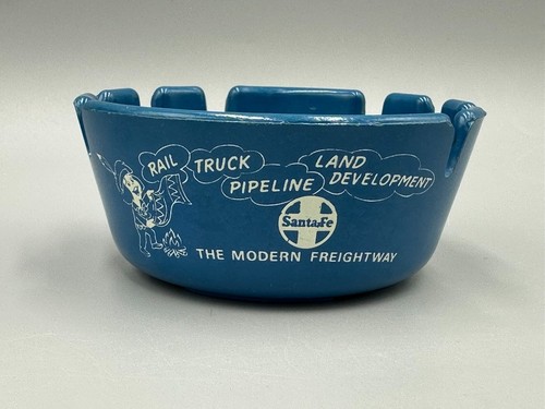 Vintage SANTA FE RAILWAY Railroad Plastic Advertising Ashtray
