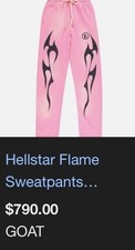 Hellstar Men's Flame Sweatpants Pink, Grey Sz M