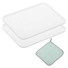 9.5x6.9" Fast Food Serving Trays, 2pcs Cleaning Clothes Included, White