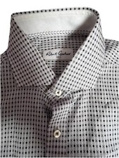 Robert Graham Shirt Mens 39 15.5 Fits Large Geometric Print Embroidered