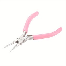 1pc 45 Carbon Steel Jewelry Pliers Round Nose Pliers Pink 11.7x8.2x0.85cm